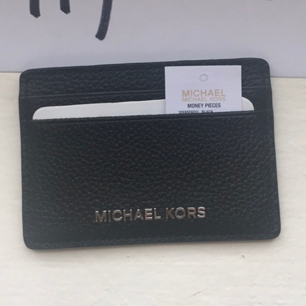 NWT MICHAEL KORS MK Card Holder Wallet Black